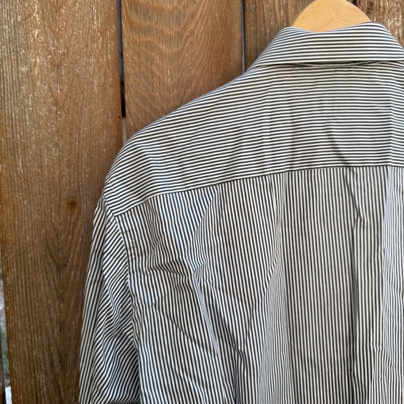 ETON Men’s Navy White Striped Long Sleeve Button Down Dress Shirt Size 43 17 - Picture 9 of 12